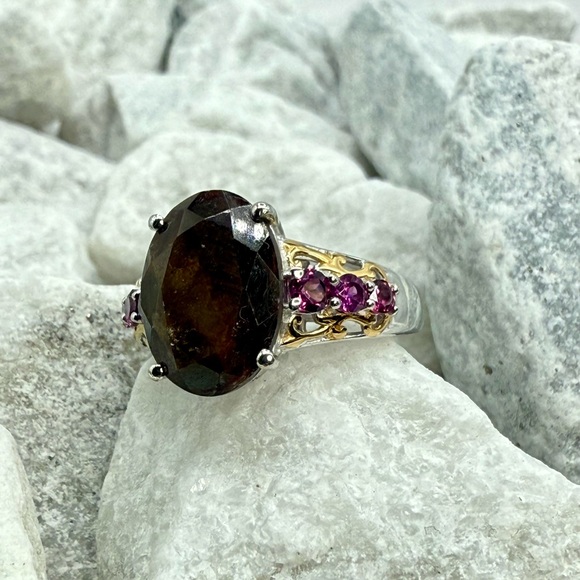 Jewelry - NWT Zawadi Chocolate Sapphire & Orissa Rhodolite Garnet Ring 9.00ct Two-Tone